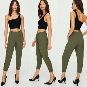 Babaton Dexter Olive Green Cropped Pants sz SMALL